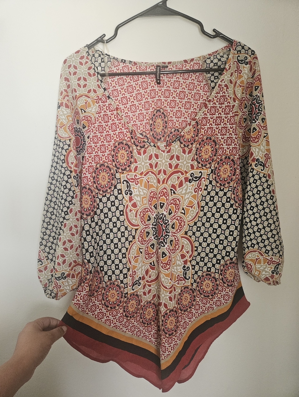 Heart Soul Boho Vneck Flowy Blouse Womens Size XL